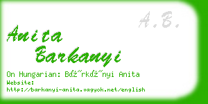 anita barkanyi business card